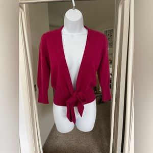 Banana republic Italian cashmere XS preowned cardigan vneck sweater magenta